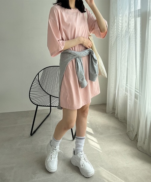 Miniministore(ミニミニストア)の「半袖チュニックTシャツ サイドスリット半袖(Tシャツ/カットソー・レディース・ライトグレー/ミント/ベージュ/ブラック/ホワイト/ピンク・XL/L)」の20枚目の写真