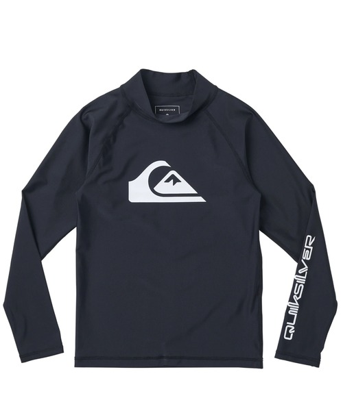Quiksilver(クイックシルバー)の「ALL TIME LR YOUTH/クイックシルバーキッズワンポイントロゴ長袖ラッシュガード(水着)(ラッシュガード・キッズ・ホワイト/ブラック系その他/ブラック/カーキ・110/120/130/140/150/160/100)」の1枚目の写真