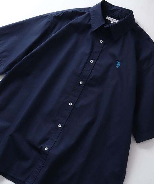 U.S. POLO ASSN.（ユーエスポロアッスン）の「【U.S. POLO ASSN./ユーエスポロアッスン】ワンポイント刺繍 オーバーサイズ 半袖レギュラーカラーシャツ（シャツ/ブラウス・メンズ・ホワイト系その他/ホワイト/ネイビー/ブルー系その他/インディゴブルー/ライラック・M/L/LL）」の3枚目の写真