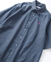 【U.S. POLO ASSN./ユーエスポロアッスン】ワンポイント刺繍 オーバーサイズ 半袖レギュラーカラーシャツ