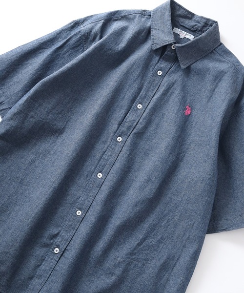 U.S. POLO ASSN.（ユーエスポロアッスン）の「【U.S. POLO ASSN./ユーエスポロアッスン】ワンポイント刺繍 オーバーサイズ 半袖レギュラーカラーシャツ（シャツ/ブラウス・メンズ・ホワイト系その他/ホワイト/ネイビー/ブルー系その他/インディゴブルー/ライラック・M/L/LL）」の4枚目の写真