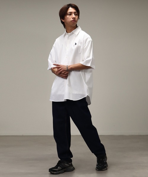 U.S. POLO ASSN.（ユーエスポロアッスン）の「【U.S. POLO ASSN./ユーエスポロアッスン】ワンポイント刺繍 オーバーサイズ 半袖レギュラーカラーシャツ（シャツ/ブラウス・メンズ・ホワイト系その他/ホワイト/ネイビー/ブルー系その他/インディゴブルー/ライラック・M/L/LL）」の11枚目の写真