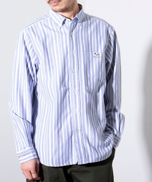 GLOSTER（グロスター）の「【GLOSTER/グロスター】フレンチブルドッグ刺繍 ボタンダウンシャツ ワンポイント刺繍（シャツ/ブラウス・メンズ・ホワイト/サックスブルー/インディゴブルー/ブルー系その他7/ミント/ベージュ系その他3・M/L/S）」の6枚目の写真