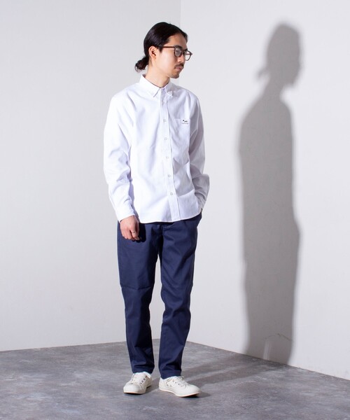 GLOSTER（グロスター）の「【GLOSTER/グロスター】フレンチブルドッグ刺繍 ボタンダウンシャツ ワンポイント刺繍（シャツ/ブラウス・メンズ・ホワイト/サックスブルー/インディゴブルー/ブルー系その他7/ミント/ベージュ系その他3・M/L/S）」の7枚目の写真