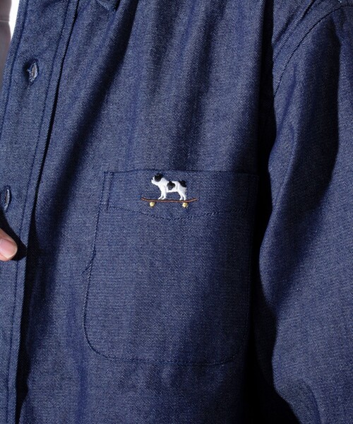 GLOSTER（グロスター）の「【GLOSTER/グロスター】フレンチブルドッグ刺繍 ボタンダウンシャツ ワンポイント刺繍（シャツ/ブラウス・メンズ・ホワイト/サックスブルー/インディゴブルー/ブルー系その他7/ミント/ベージュ系その他3・M/L/S）」の8枚目の写真