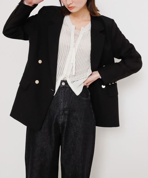 SENSE OF PLACE by URBAN RESEARCH（センスオブプレイスバイアーバンリサーチ）の「メタルボタンテーラードジャケット（その他アウター・レディース・ブラック/グレー/ベージュ・ONE）」の2枚目の写真