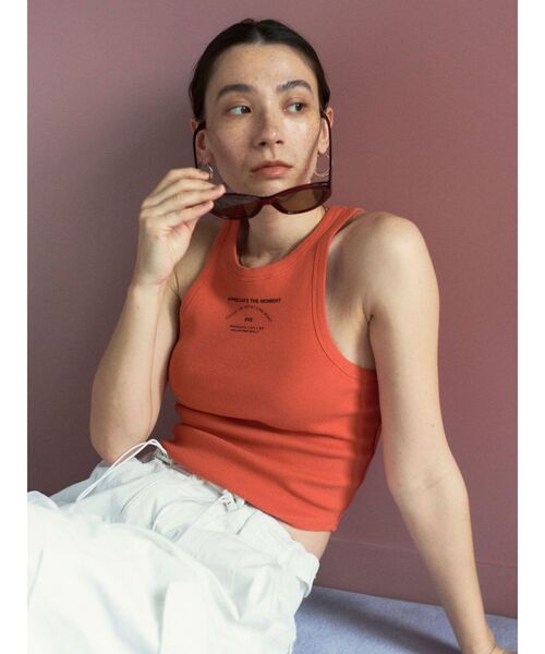 Ungrid（アングリッド）の「ロゴアメスリショートタンクトップ（タンクトップ・レディース・オレンジ/オフホワイト/ネイビー・FREE）」の3枚目の写真
