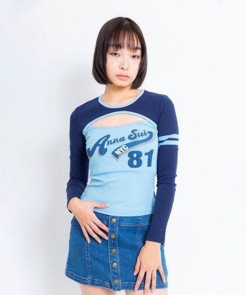 ANNA SUI NYC（アナ スイ エヌ ワイ シー）の「ANNA SUI NYC SPORT クレリック ロングスリーブ Tシャツ  【SP】（Tシャツ/カットソー・レディース・ブラック/ブルー・M/S）」の10枚目の写真