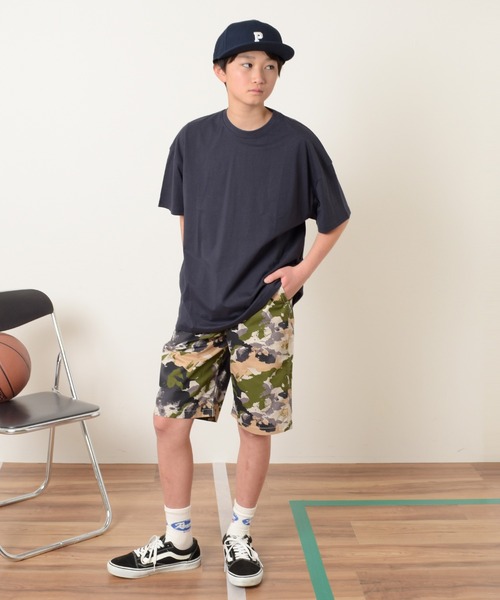 GLAZOS（グラソス）の「【プチプラ】【セットアップ対応】タイプライター・イージーハーフパンツ（その他パンツ・キッズ・ベージュ/イエロー/ネイビー/ブルー/カーキ/マルチ・140cm/150cm/160cm/170cm/130cm）」の11枚目の写真
