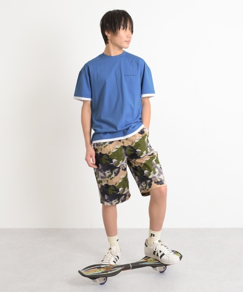GLAZOS（グラソス）の「【プチプラ】【セットアップ対応】タイプライター・イージーハーフパンツ（その他パンツ・キッズ・ベージュ/イエロー/ネイビー/ブルー/カーキ/マルチ・140cm/150cm/160cm/170cm/130cm）」の15枚目の写真
