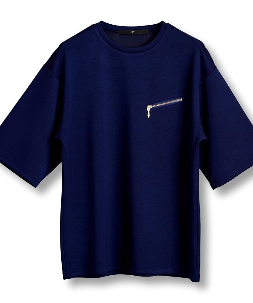 NO ID.（ノーアイディ）の「mt8958- ｸﾙｰﾈｯｸZIP-T Tシャツ（T