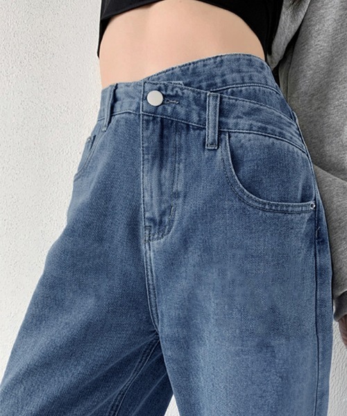 Miniministore（ミニミニストア）の「ストレートデニム ウエストレイヤード風（デニムパンツ・レディース・ブラック/ライトブルー/ダークブルー・M/XL/L/S）」の9枚目の写真