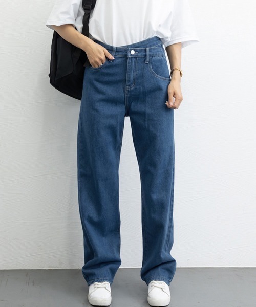 Miniministore（ミニミニストア）の「ストレートデニム ウエストレイヤード風（デニムパンツ・レディース・ブラック/ライトブルー/ダークブルー・M/XL/L/S）」の21枚目の写真
