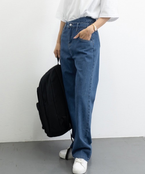 Miniministore（ミニミニストア）の「ストレートデニム ウエストレイヤード風（デニムパンツ・レディース・ブラック/ライトブルー/ダークブルー・M/XL/L/S）」の22枚目の写真