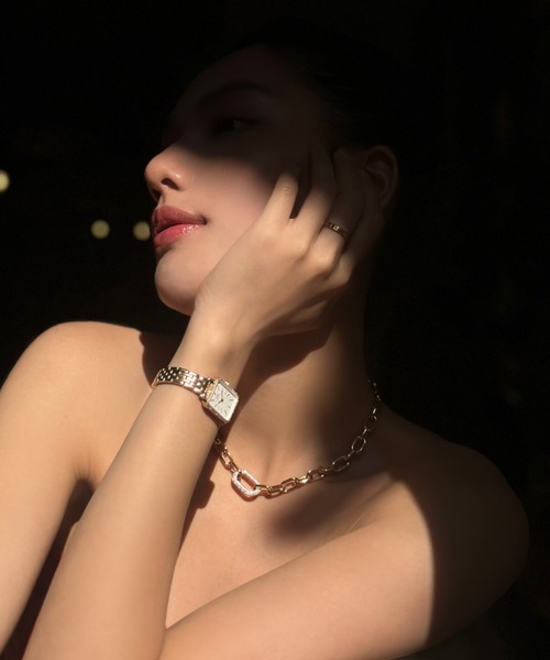 CRYSTAL LINK NECKLACE レディースネックレス ローズゴールド
