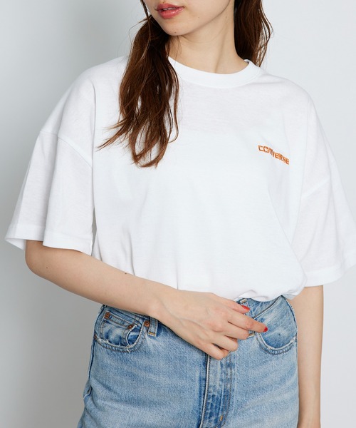 CONVERSE(コンバース)の「【CONVERSE】ワンポイント ロゴ刺繍Tシャツ /4282-9833(Tシャツ/カットソー・レディース・ピンク/ブルー/ホワイト/ブラック・M/L)」の2枚目の写真