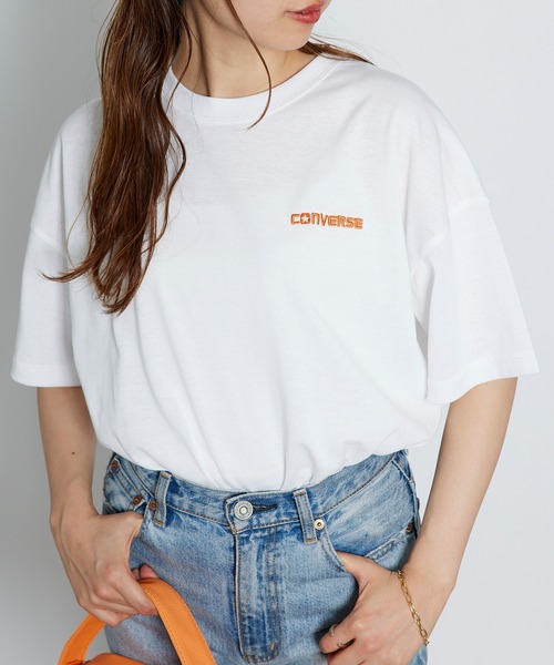 CONVERSE(コンバース)の「【CONVERSE】ワンポイント ロゴ刺繍Tシャツ /4282-9833(Tシャツ/カットソー・レディース・ピンク/ブルー/ホワイト/ブラック・M/L)」の8枚目の写真