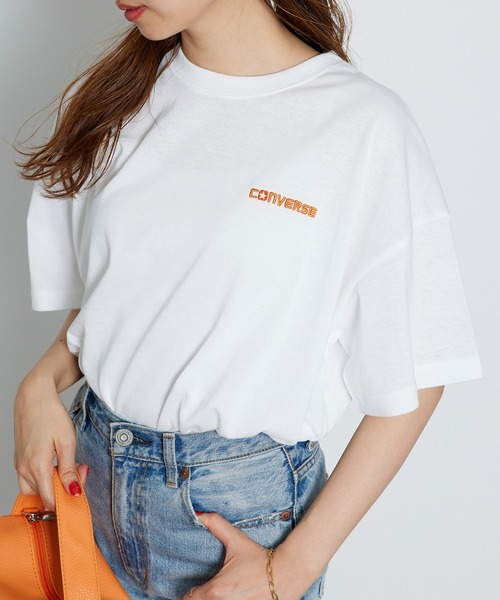 CONVERSE(コンバース)の「【CONVERSE】ワンポイント ロゴ刺繍Tシャツ /4282-9833(Tシャツ/カットソー・レディース・ピンク/ブルー/ホワイト/ブラック・M/L)」の6枚目の写真