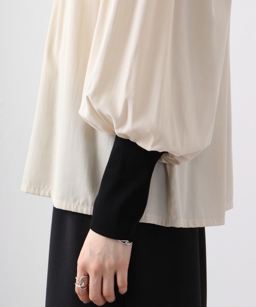 EGLANTINE(エグランティーヌ)の「Eglantine ギャザーブラウス(Tシャツ/カットソー・レディース・ブラック/ベージュ・40)」の18枚目の写真