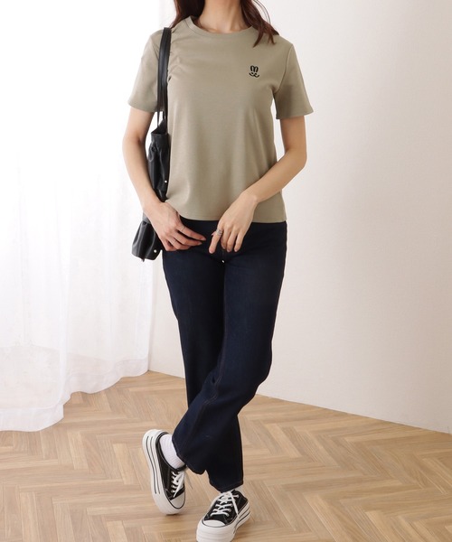 Lace Ladies（レースレディース）の「ラウンドネック ワンポイント ベーシック 半袖 Tシャツ（Tシャツ/カットソー・レディース・ベージュ/ホワイト/ブラック・S/M/XL）」の11枚目の写真