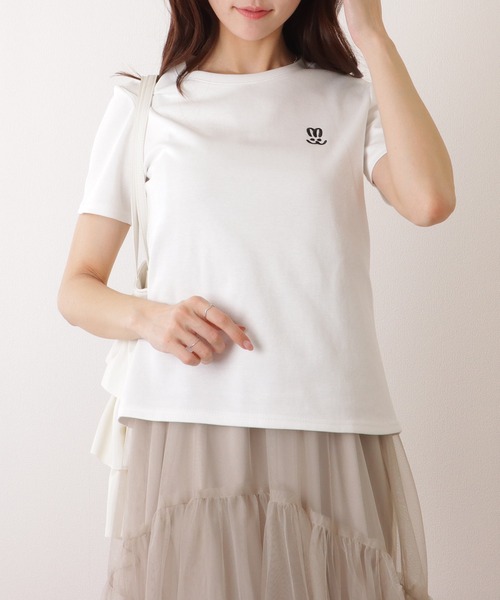 Lace Ladies（レースレディース）の「ラウンドネック ワンポイント ベーシック 半袖 Tシャツ（Tシャツ/カットソー・レディース・ベージュ/ホワイト/ブラック・S/M/XL）」の16枚目の写真