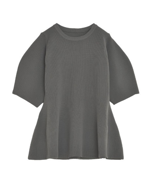 [STORYコラボ][神山まりあさん着用][洗濯機で洗える]パフスリーブペプラムニットトップス