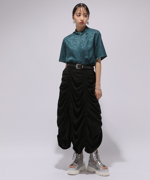 HARE(ハレ)の「ジャガードボウタイシャツ(HARE)(シャツ/ブラウス・レディース・グレー/ブラック/グリーン/ネイビー・FREE)」の9枚目の写真