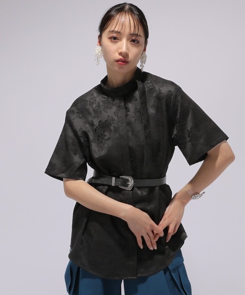 HARE(ハレ)の「ジャガードボウタイシャツ(HARE)(シャツ/ブラウス・レディース・グレー/ブラック/グリーン/ネイビー・FREE)」の17枚目の写真