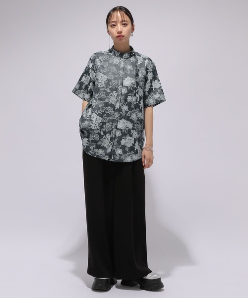 HARE(ハレ)の「ジャガードボウタイシャツ(HARE)(シャツ/ブラウス・レディース・グレー/ブラック/グリーン/ネイビー・FREE)」の13枚目の写真