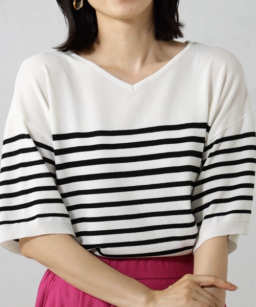 FOUND GOOD（ファウンドグッド）の「サラサラニットVネックプルオーバー（ニット/セーター・レディース・ホワイト系5/グリーン系5/ベージュ/ブルー系5/イエロー系5/グレー系1/ブラウン系/ブラック/グレー系/パープル系2・S/M/L）」の20枚目の写真