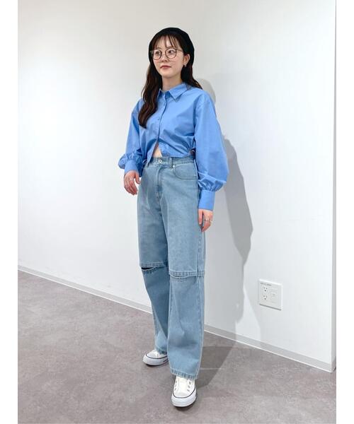 FREE'S MART（フリーズマート）の「◇裾ドロストカッティングショート丈シャツ（シャツ/ブラウス・レディース・ブルー/ホワイト・FREE）」の11枚目の写真