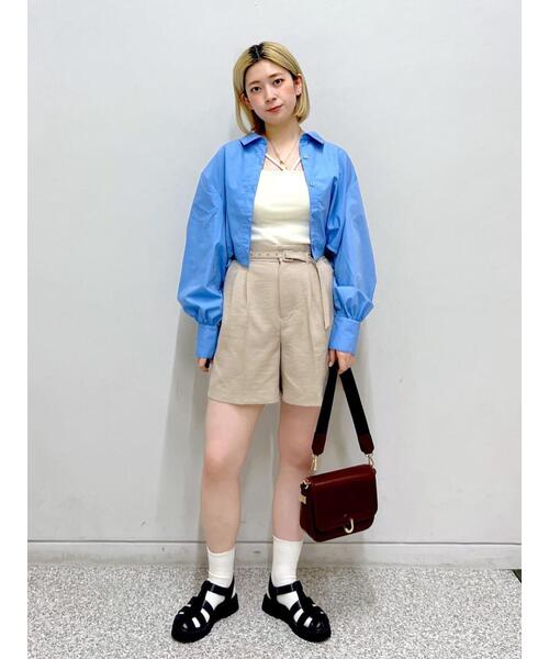 FREE'S MART（フリーズマート）の「◇裾ドロストカッティングショート丈シャツ（シャツ/ブラウス・レディース・ブルー/ホワイト・FREE）」の12枚目の写真