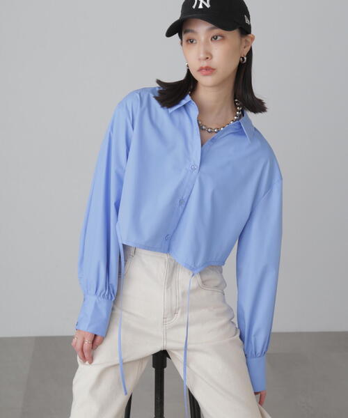 FREE'S MART（フリーズマート）の「◇裾ドロストカッティングショート丈シャツ（シャツ/ブラウス・レディース・ブルー/ホワイト・FREE）」の13枚目の写真