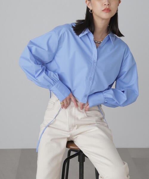 FREE'S MART（フリーズマート）の「◇裾ドロストカッティングショート丈シャツ（シャツ/ブラウス・レディース・ブルー/ホワイト・FREE）」の17枚目の写真