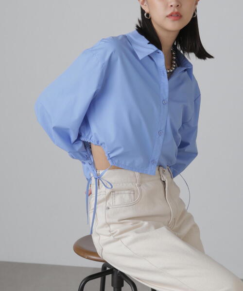 FREE'S MART（フリーズマート）の「◇裾ドロストカッティングショート丈シャツ（シャツ/ブラウス・レディース・ブルー/ホワイト・FREE）」の20枚目の写真