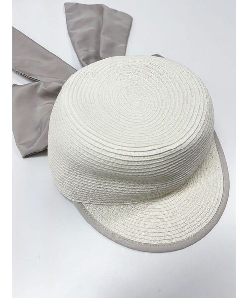 MERCURYDUO（マーキュリーデュオ）の「ビッグリボンペーパーキャップ（キャップ・レディース・アイボリー/ブラック・FREE）」の2枚目の写真