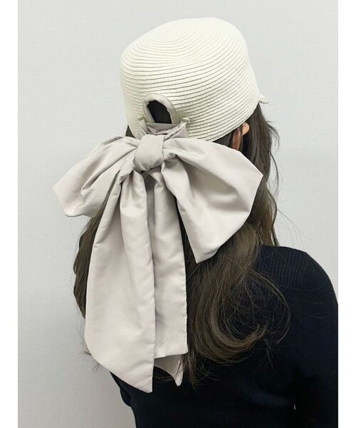 MERCURYDUO（マーキュリーデュオ）の「ビッグリボンペーパーキャップ（キャップ・レディース・アイボリー/ブラック・FREE）」の10枚目の写真