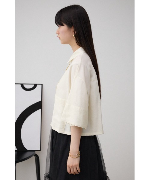 AZUL by moussy(アズールバイマウジー)の「ワイドスリーブ五分袖ツイルシャツ(シャツ/ブラウス・レディース・ブラック/アイボリー・FREE)」の8枚目の写真