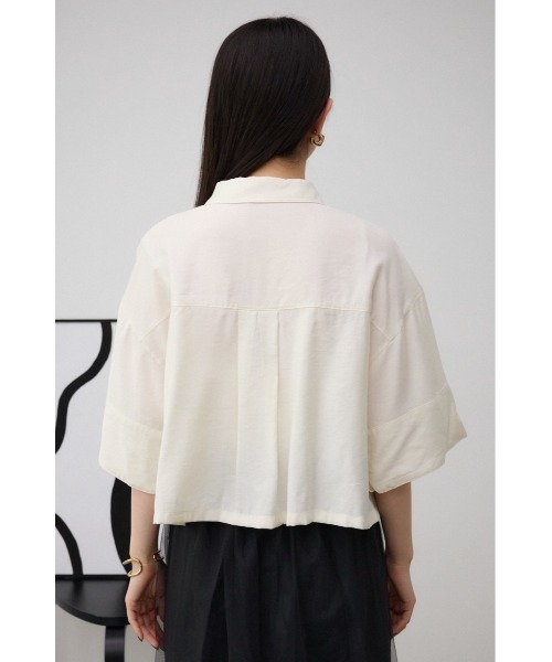 AZUL by moussy(アズールバイマウジー)の「ワイドスリーブ五分袖ツイルシャツ(シャツ/ブラウス・レディース・ブラック/アイボリー・FREE)」の9枚目の写真