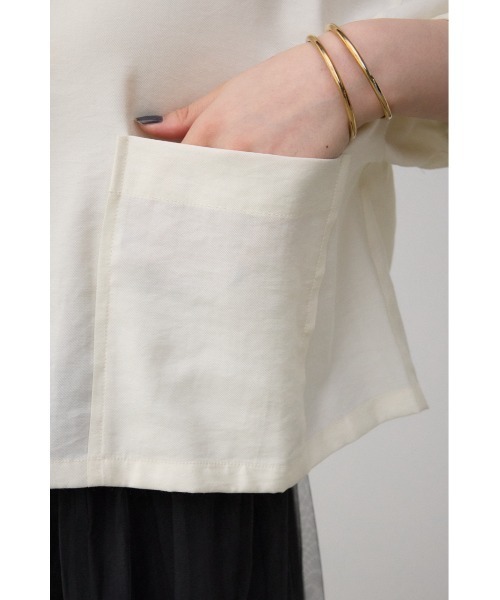 AZUL by moussy(アズールバイマウジー)の「ワイドスリーブ五分袖ツイルシャツ(シャツ/ブラウス・レディース・ブラック/アイボリー・FREE)」の13枚目の写真