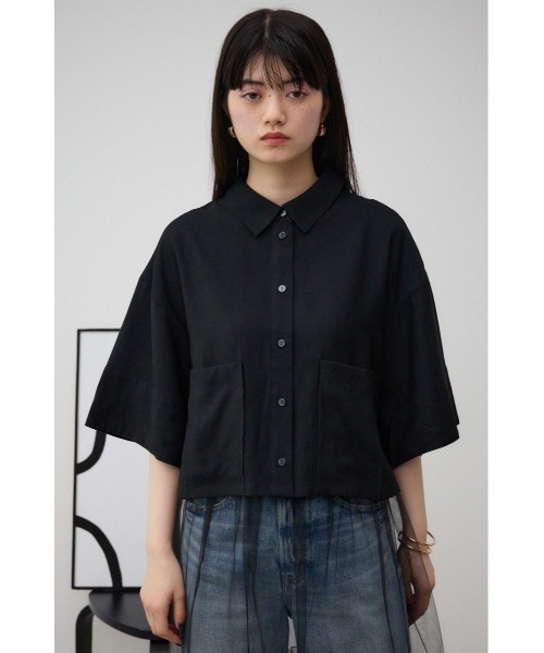 AZUL by moussy(アズールバイマウジー)の「ワイドスリーブ五分袖ツイルシャツ(シャツ/ブラウス・レディース・ブラック/アイボリー・FREE)」の18枚目の写真