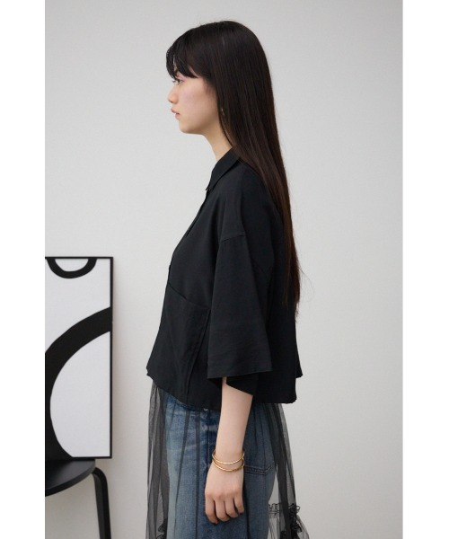 AZUL by moussy(アズールバイマウジー)の「ワイドスリーブ五分袖ツイルシャツ(シャツ/ブラウス・レディース・ブラック/アイボリー・FREE)」の19枚目の写真