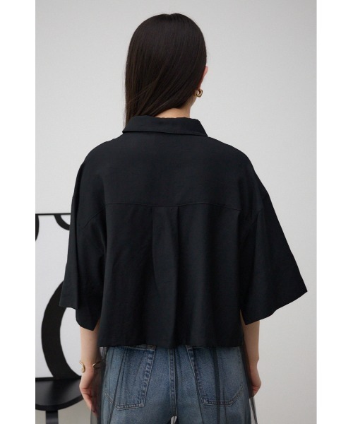 AZUL by moussy(アズールバイマウジー)の「ワイドスリーブ五分袖ツイルシャツ(シャツ/ブラウス・レディース・ブラック/アイボリー・FREE)」の20枚目の写真