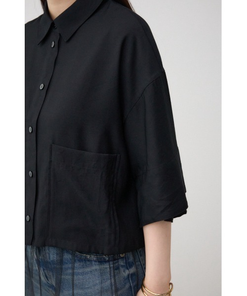 AZUL by moussy(アズールバイマウジー)の「ワイドスリーブ五分袖ツイルシャツ(シャツ/ブラウス・レディース・ブラック/アイボリー・FREE)」の22枚目の写真