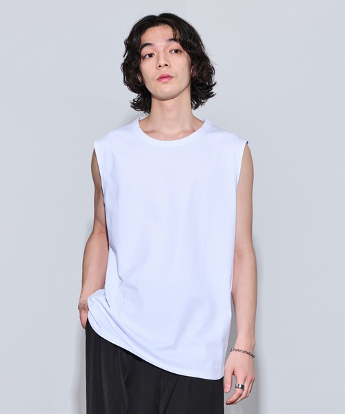 JUNRED(ジュンレッド)の「ルーズノースリーブ(タンクトップ・メンズ・ブラック/ホワイト・M/S/L)」の1枚目の写真