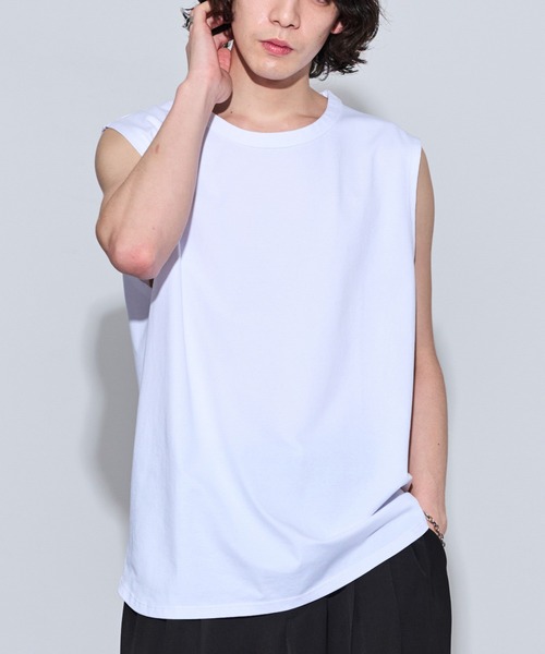 JUNRED(ジュンレッド)の「ルーズノースリーブ(タンクトップ・メンズ・ブラック/ホワイト・M/S/L)」の8枚目の写真