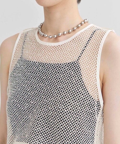 MURRAL（ミューラル）の「【MURRAL/ミューラル】ペタルメッシュトップス（Tシャツ/カットソー・レディース・ブラック/ホワイト・FREE）」の8枚目の写真