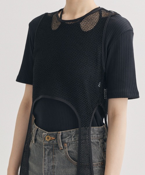 MURRAL（ミューラル）の「【MURRAL/ミューラル】ペタルメッシュトップス（Tシャツ/カットソー・レディース・ブラック/ホワイト・FREE）」の22枚目の写真