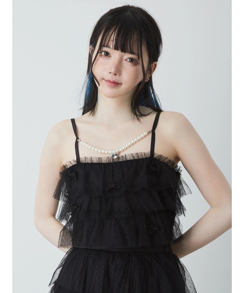 Ank Rouge(アンクルージュ)の「プチリボンチュールティアードビスチェ(キャミソール・レディース・ホワイト/ブルー/ブラック・M)」の6枚目の写真