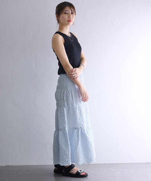 La TOTALITE（ラトータリテ）の「【MARILYN MOON/マリリンムーン】puffy jacquard skirt（スカート・レディース・ブラック/ブルー系その他・FREE）」の6枚目の写真
